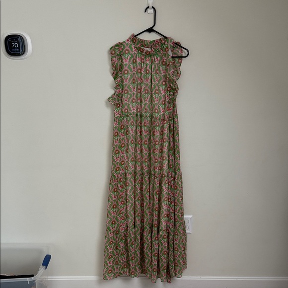 Jade Floral Pink and Green Maxi Dress - Picture 1 of 7